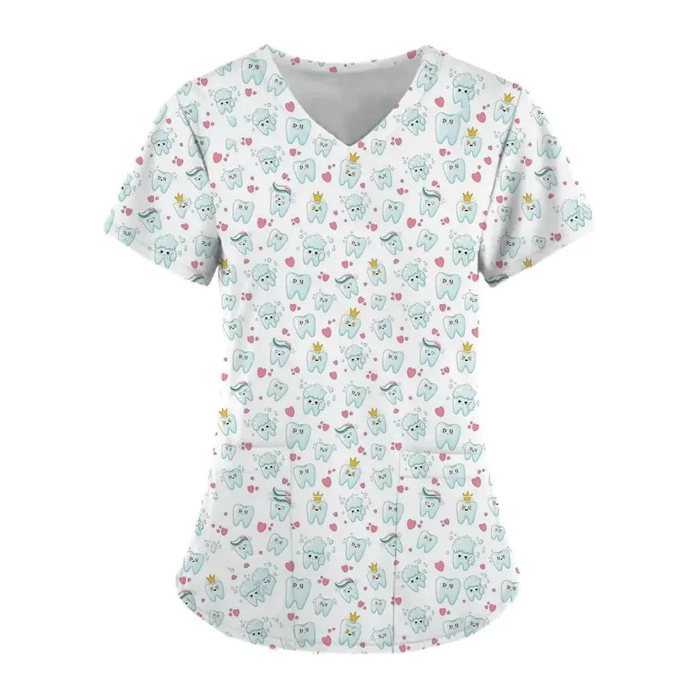 Teeth Print Exfoliating Tops For Women, Dentist Work Uniform, Women's Scrubs, Hospital Workwear, 2024dsers - fulfillment - serviceMedSurgery Store For Digital Health1005007655720100 - HSC04J202403197 - XSHSC04J202403197XTeeth Print Exfoliating Tops For Women, Dentist Work Uniform, Women's Scrubs, Hospital Workwear, 2024