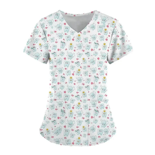 Teeth Print Exfoliating Tops For Women, Dentist Work Uniform, Women's Scrubs, Hospital Workwear, 2024dsers - fulfillment - serviceMedSurgery Store For Digital Health1005007655720100 - HSC04J202403197 - XSHSC04J202403197XTeeth Print Exfoliating Tops For Women, Dentist Work Uniform, Women's Scrubs, Hospital Workwear, 2024