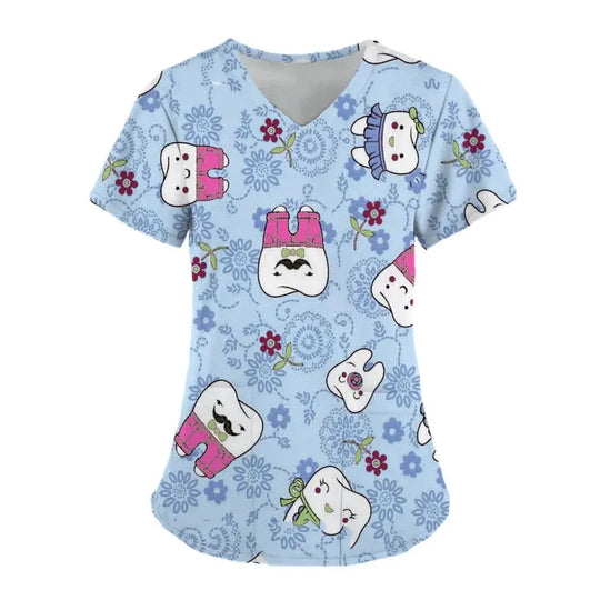 Teeth Print Exfoliating Tops For Women, Dentist Work Uniform, Women's Scrubs, Hospital Workwear, 2024dsers - fulfillment - serviceMedSurgery Store For Digital Health1005007655720100 - HSC04J202403197 - XSHSC04J202403197XTeeth Print Exfoliating Tops For Women, Dentist Work Uniform, Women's Scrubs, Hospital Workwear, 2024