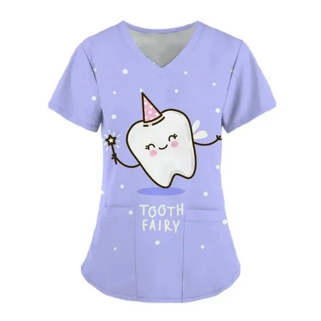 Teeth Print Exfoliating Tops For Women, Dentist Work Uniform, Women's Scrubs, Hospital Workwear, 2024dsers - fulfillment - serviceMedSurgery Store For Digital Health1005007655720100 - HSC04J20240319B - XSHSC04J20240319BXTooth Print Exfoliating Tops For Women, Dentist Work Uniform, Women's Scrubs, Women's Scrubs, Hospital Workwear, 2024
