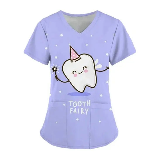 Teeth Print Exfoliating Tops For Women, Dentist Work Uniform, Women's Scrubs, Hospital Workwear, 2024dsers - fulfillment - serviceMedSurgery Store For Digital Health1005007655720100 - HSC04J20240319B - XSHSC04J20240319BXTooth Print Exfoliating Tops For Women, Dentist Work Uniform, Women's Scrubs, Women's Scrubs, Hospital Workwear, 2024
