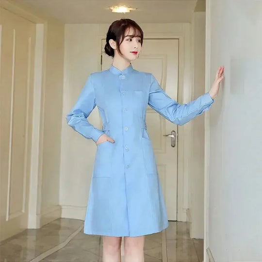 Nursing Uniform, Women's Lab Coats, Nurse Practitioner Suit, Long Sleeve Beauty Salon Workwear, Medical Dress Solid Colorodsers - fulfillment - serviceMedSurgery Store For Digital Health1005006321805856 - Blue - XXLBlueXXLNursing Uniform, Women's Lab Coats, Nurse Practitioner Suit, Long Sleeve Beauty Salon Workwear, Medical Dress Solid Color