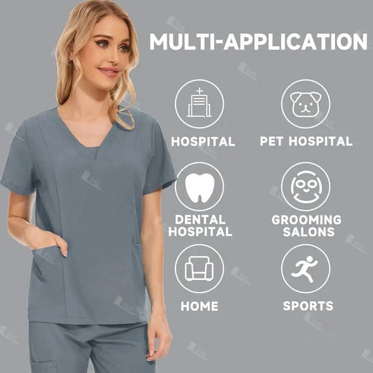 HTTHDD Premium Surgical Uniform - Breathable Unisex Scrubs with Pockets.