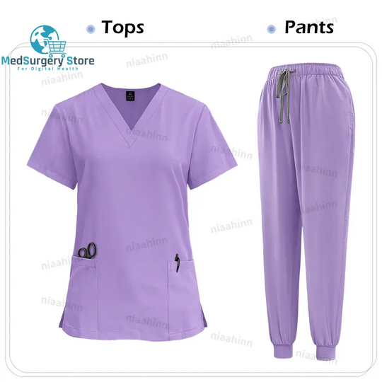 Medical Scrub Nursing Surgical Gown High Quality Elastic Scrub Healthcare Pharmacy Solid Color Uniform Wholesale Workwear Unisex