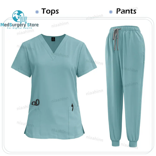 Medical Scrub Nursing Surgical Gown High Quality Elastic Scrub Healthcare Pharmacy Solid Color Uniform Wholesale Workwear Unisex