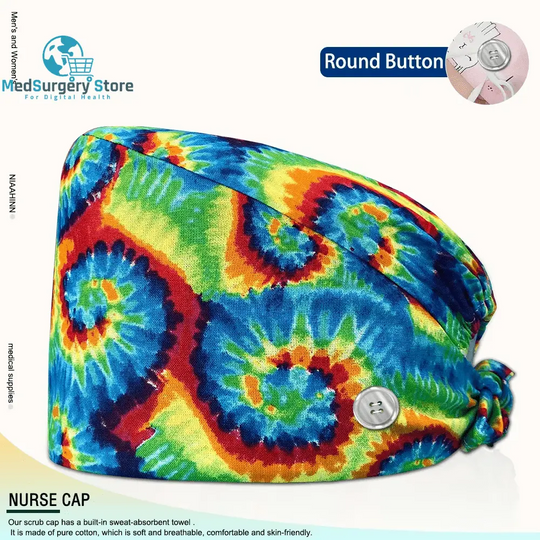 Wholesale Unisex Scrubs Cap Adjustable Cotton Printing Surgical Hats Nurse Uniform Accessories Hospital Beauty Store Work Caps
