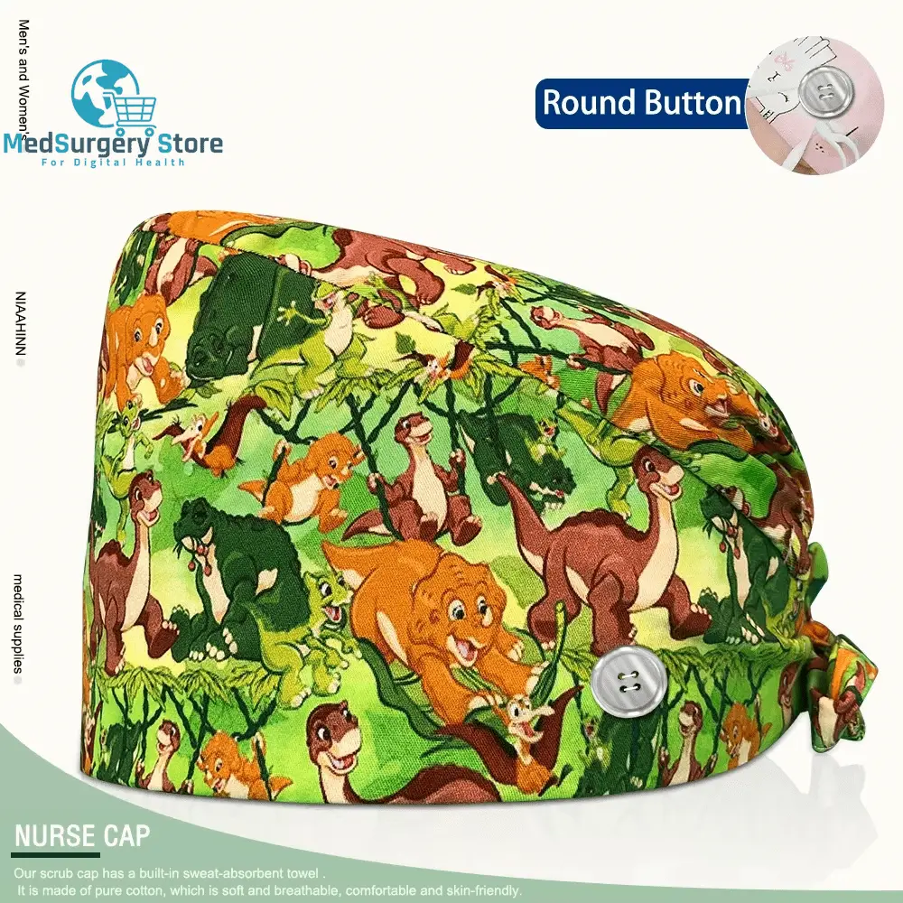 Wholesale Unisex Scrubs Cap Adjustable Cotton Printing Surgical Hats Nurse Uniform Accessories Hospital Beauty Store Work Caps
