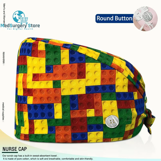 Wholesale Unisex Scrubs Cap Adjustable Cotton Printing Surgical Hats Nurse Uniform Accessories Hospital Beauty Store Work Caps