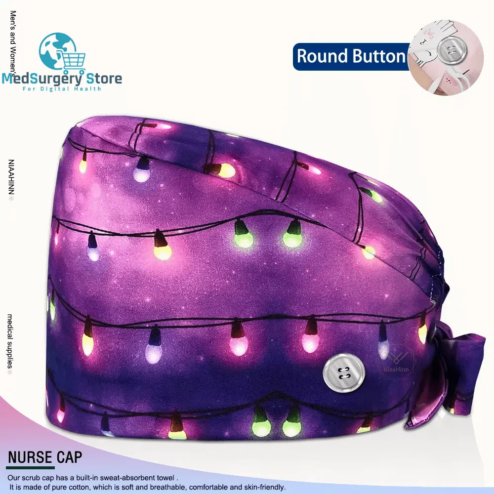 Wholesale Unisex Scrubs Cap Adjustable Cotton Printing Surgical Hats Nurse Uniform Accessories Hospital Beauty Store Work Caps