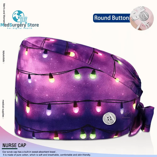 Wholesale Unisex Scrubs Cap Adjustable Cotton Printing Surgical Hats Nurse Uniform Accessories Hospital Beauty Store Work Caps