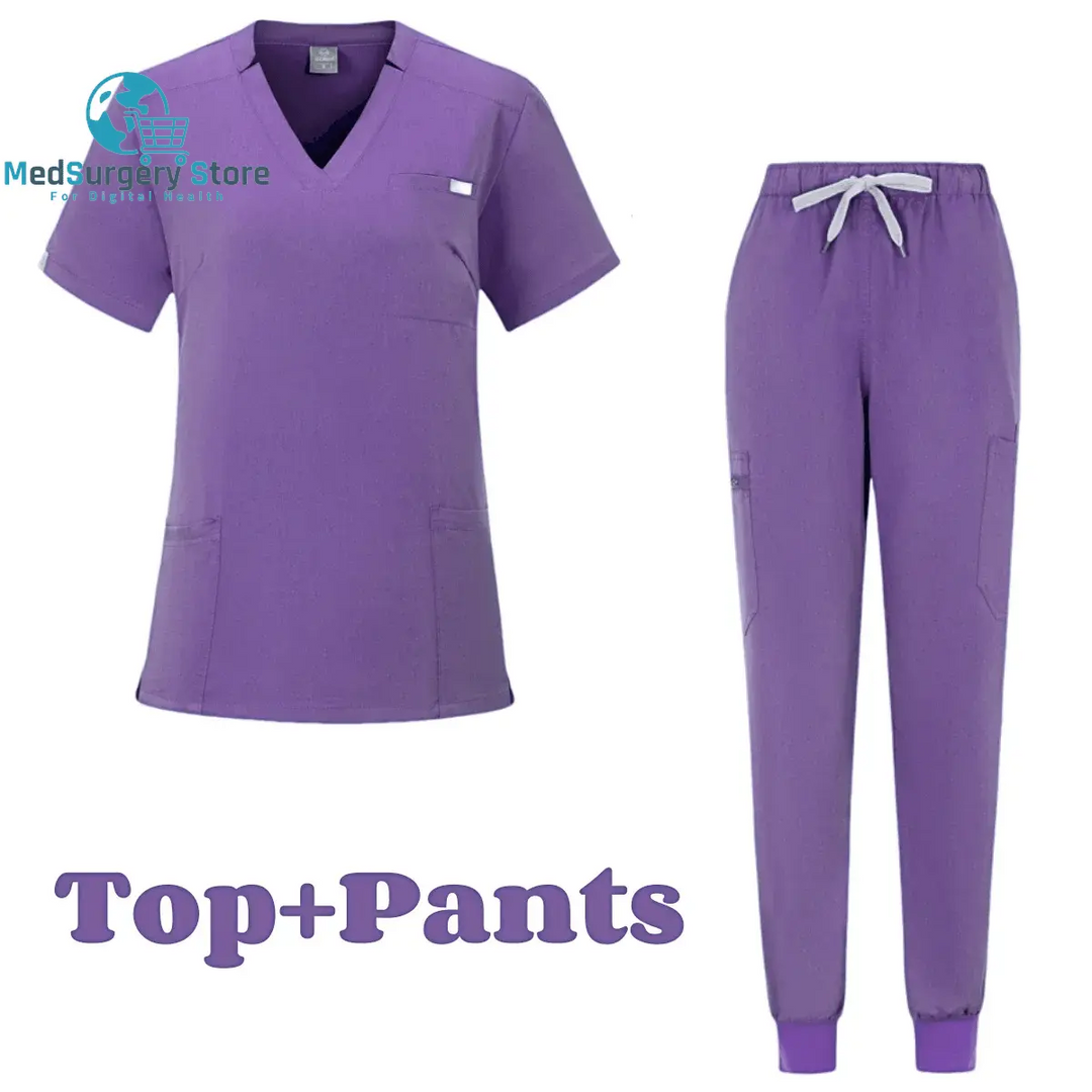 Short Sleeve Doctor Accessories Hospital Stylish Female Womens Stretch Medical Scrubs Nurse Uniform Medicals Medicals Spa Women Uniforms